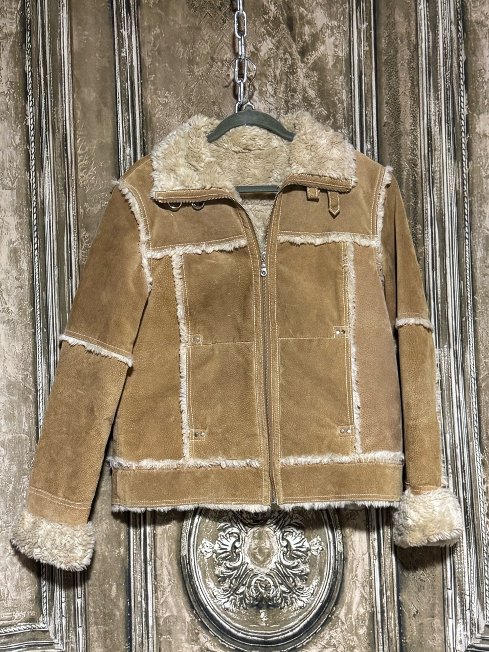 WILSONS LEATHER MAXIMA WOMEN’S SUEDE SHEARLING-STYLE JACKET – SIZE L